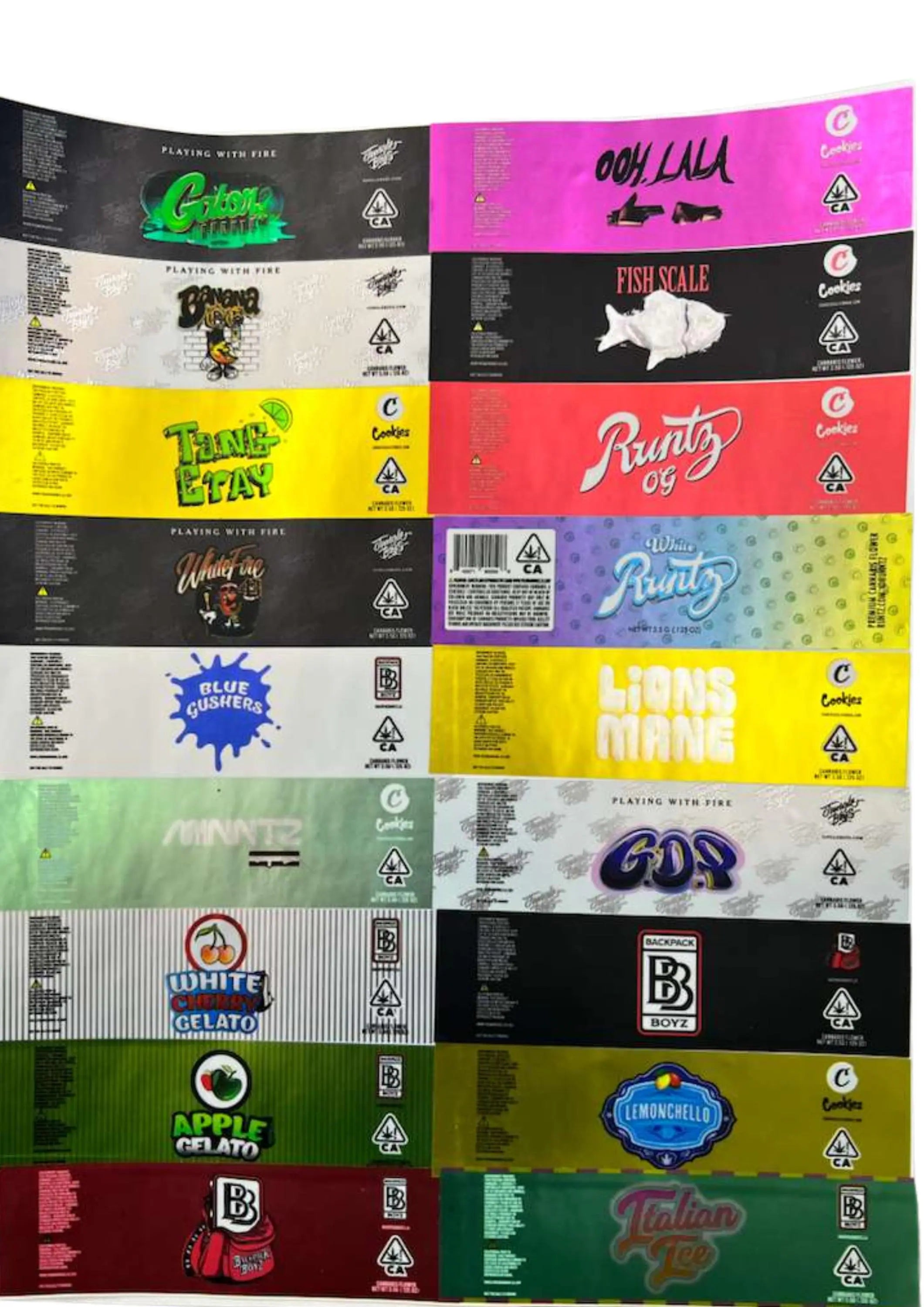 Strain Label Stickers for 2oz Eighth Jars - 1.125" x 6" Jar Wrap Label