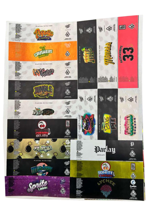 Strain Label Stickers for 2oz Eighth Jars - 1.125" x 6" Jar Wrap Label
