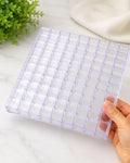 100 Clear Acrylic Display Boxes with Tray – 1" x 1" Square Containers – Jewelry, Gemstone, Bead & Collectible Storage Organizer