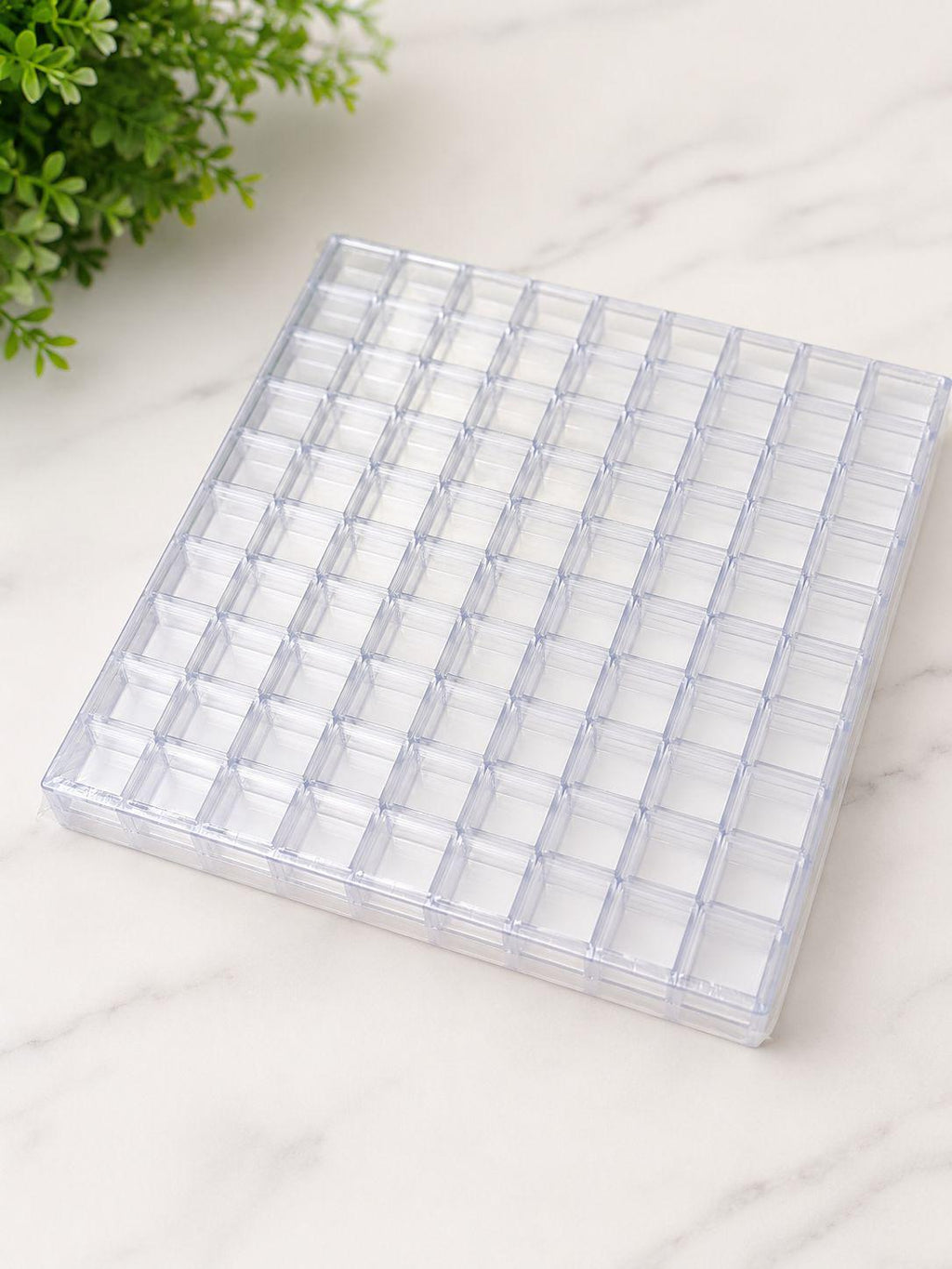 100 Clear Acrylic Display Boxes with Tray – 1" x 1" Square Containers – Jewelry, Gemstone, Bead & Collectible Storage Organizer